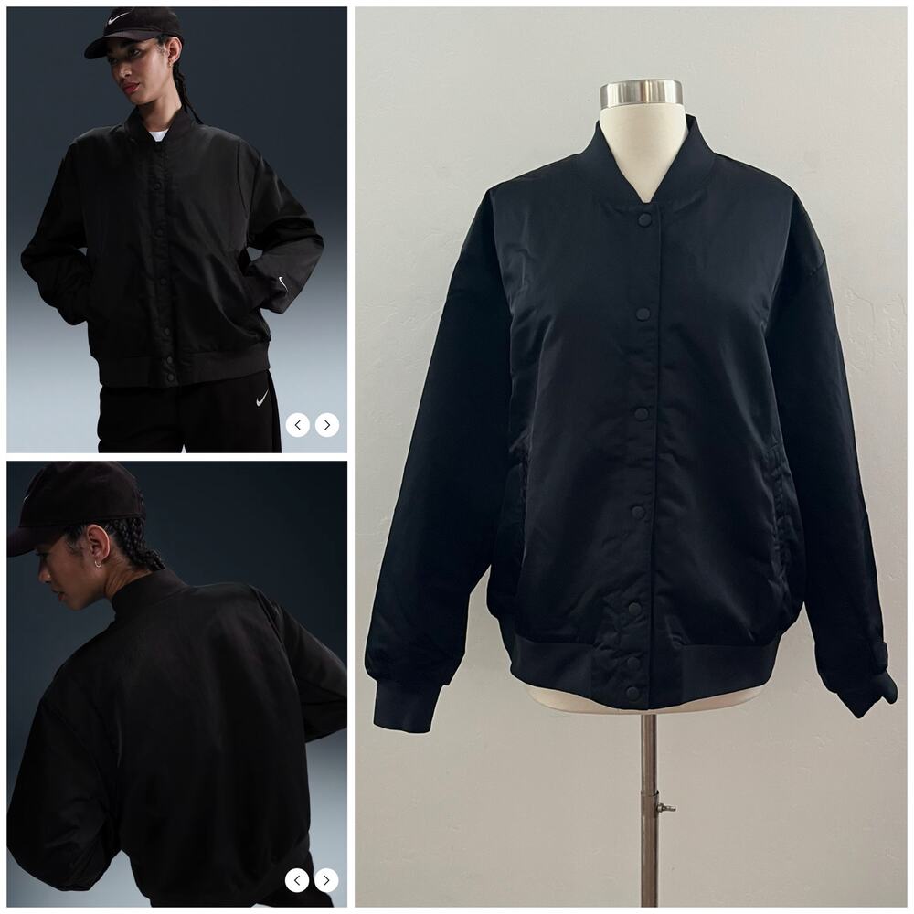 Nike Destroyer Woven Bomber Jacket Women's M Black Oversized HJ0971-010 NEW